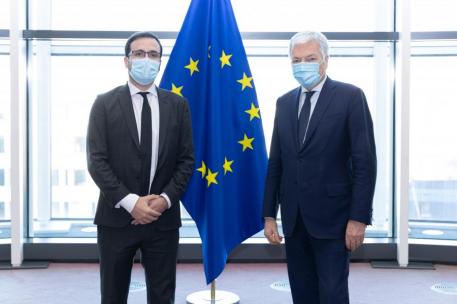 Garzón y Reynders durante su reunión en Bruselas